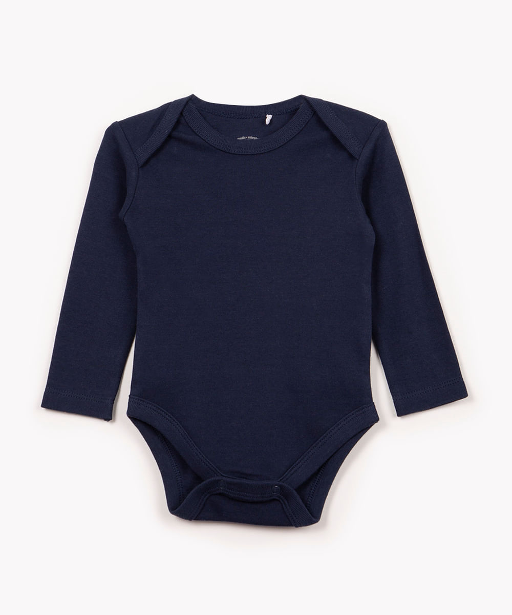 body infantil de algodão básico azul marinho