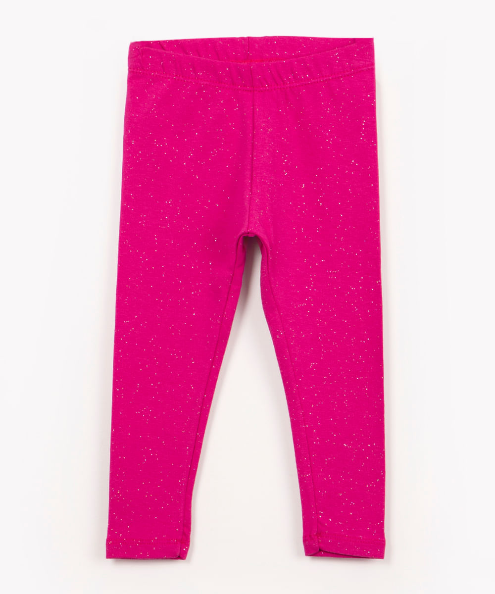 calça legging infantil com glitter pink