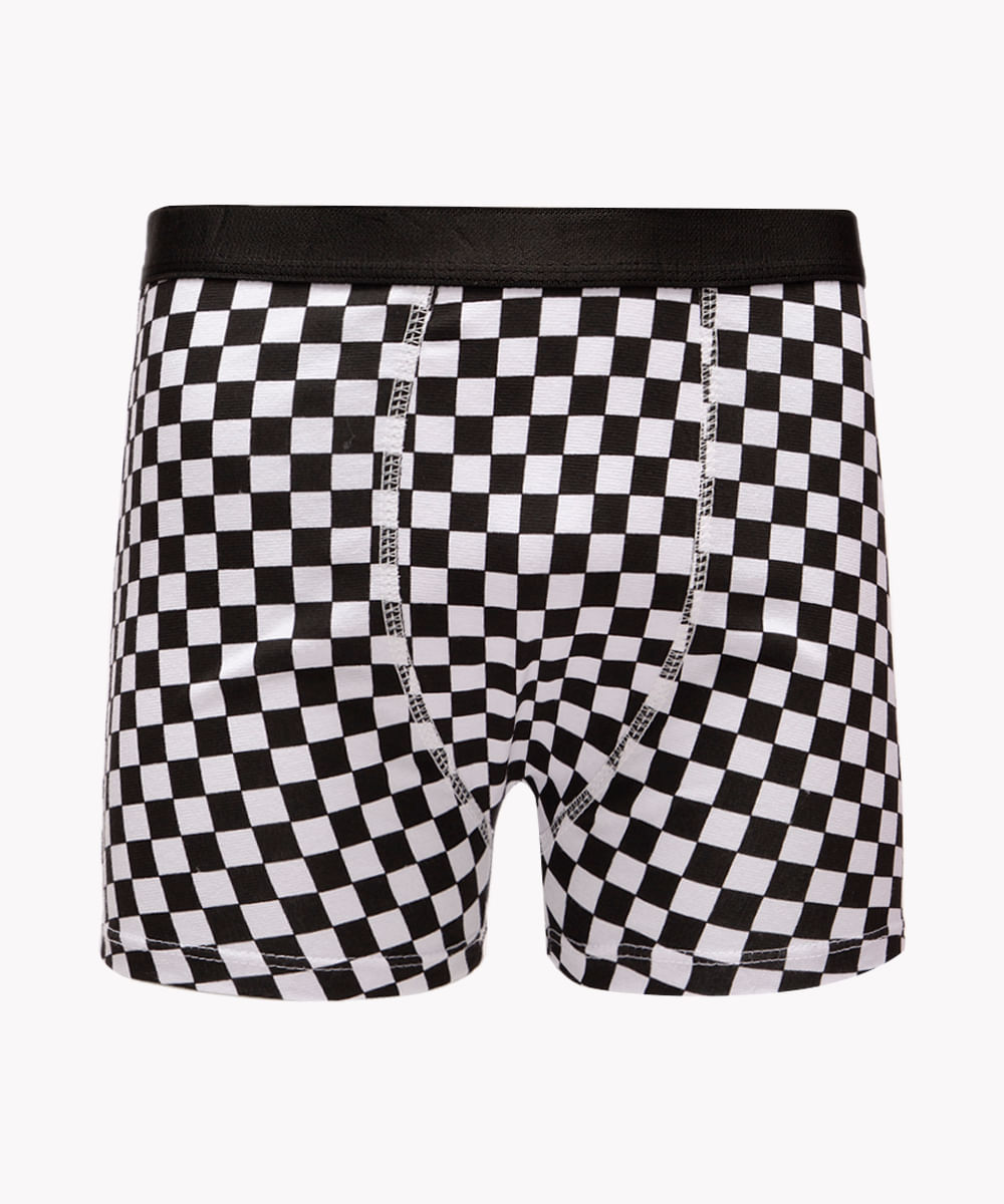 cueca boxer quadriculada preta