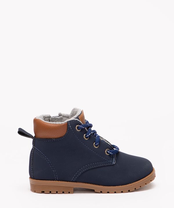 bota infantil cano curto com cadarço azul marinho 26