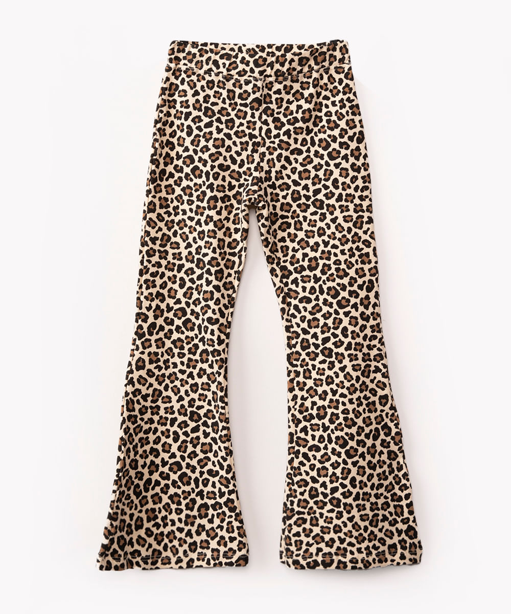 calça legging infantil flare animal print colorida