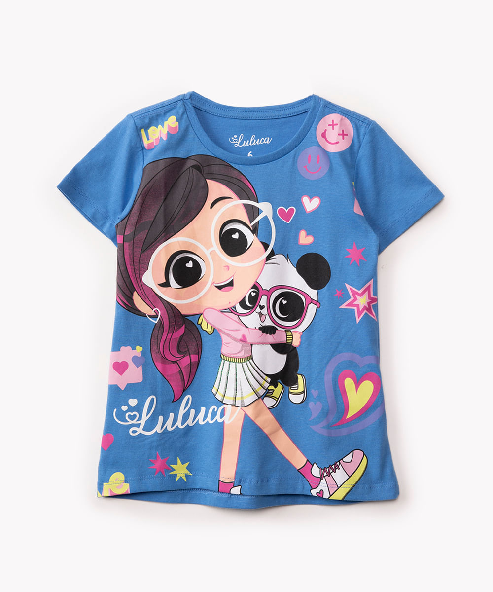 camiseta de algodão luluca manga curta azul