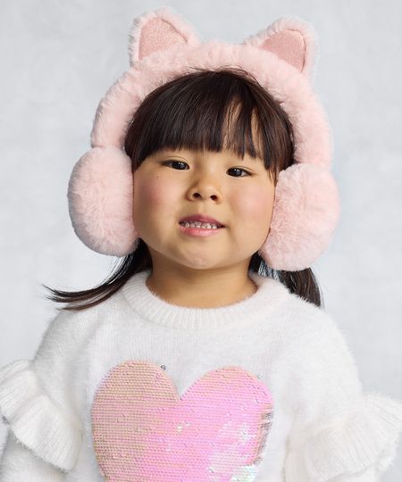 protetor de orelha infantil gatinha com glitter rosa Único