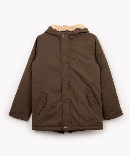 jaqueta parka juvenil com capuz e pelúcia verde militar 10