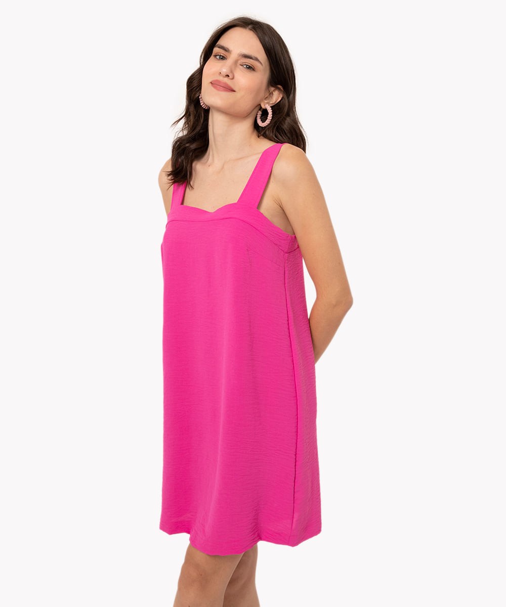 vestido curto de alças largas pink