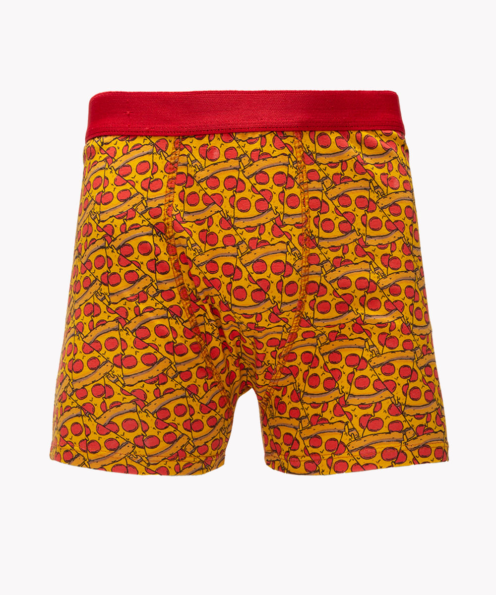 cueca boxer de algodão pizza vermelha