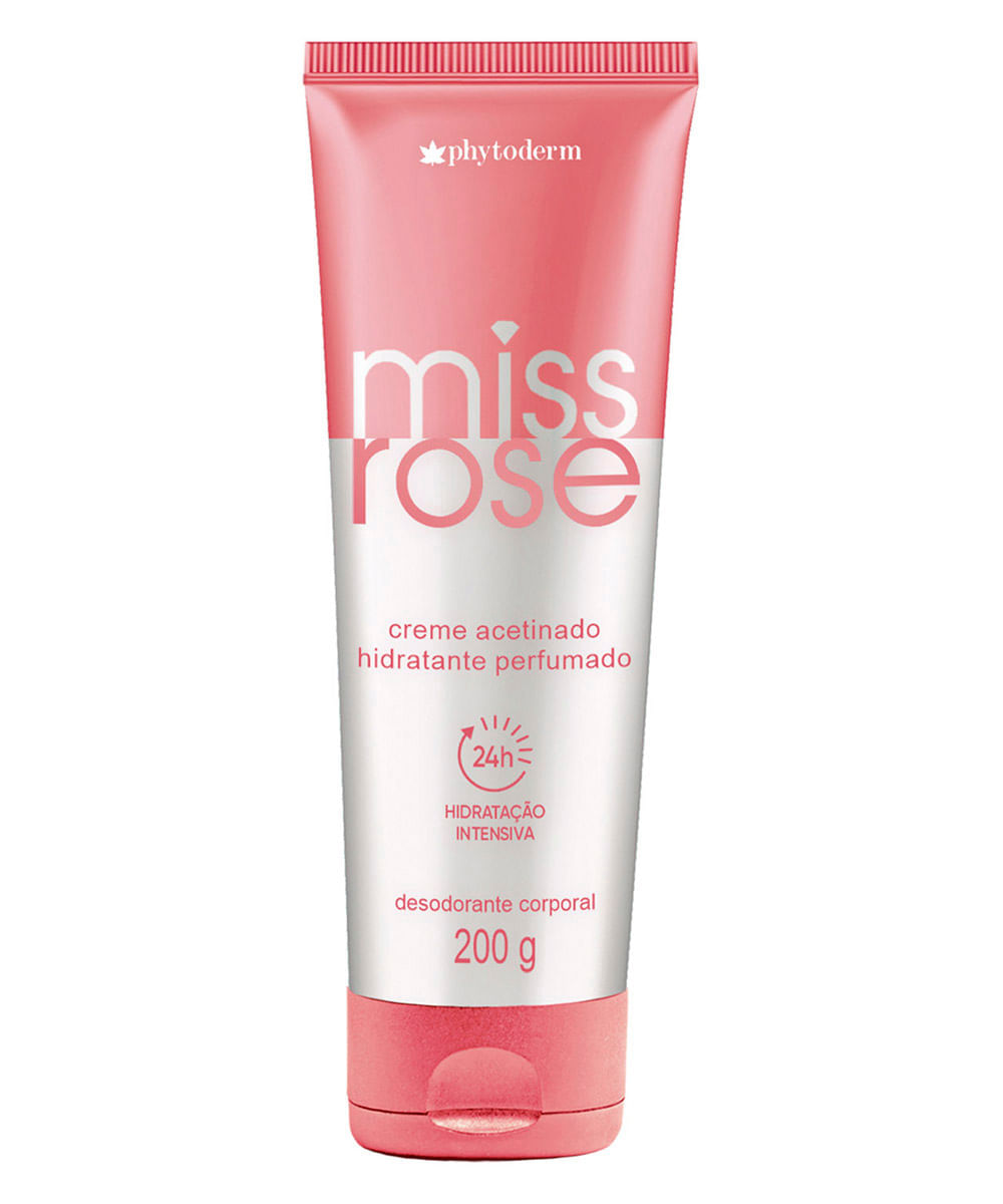 creme acetinado hidratante bisnaga phytoderm miss rose 200g único