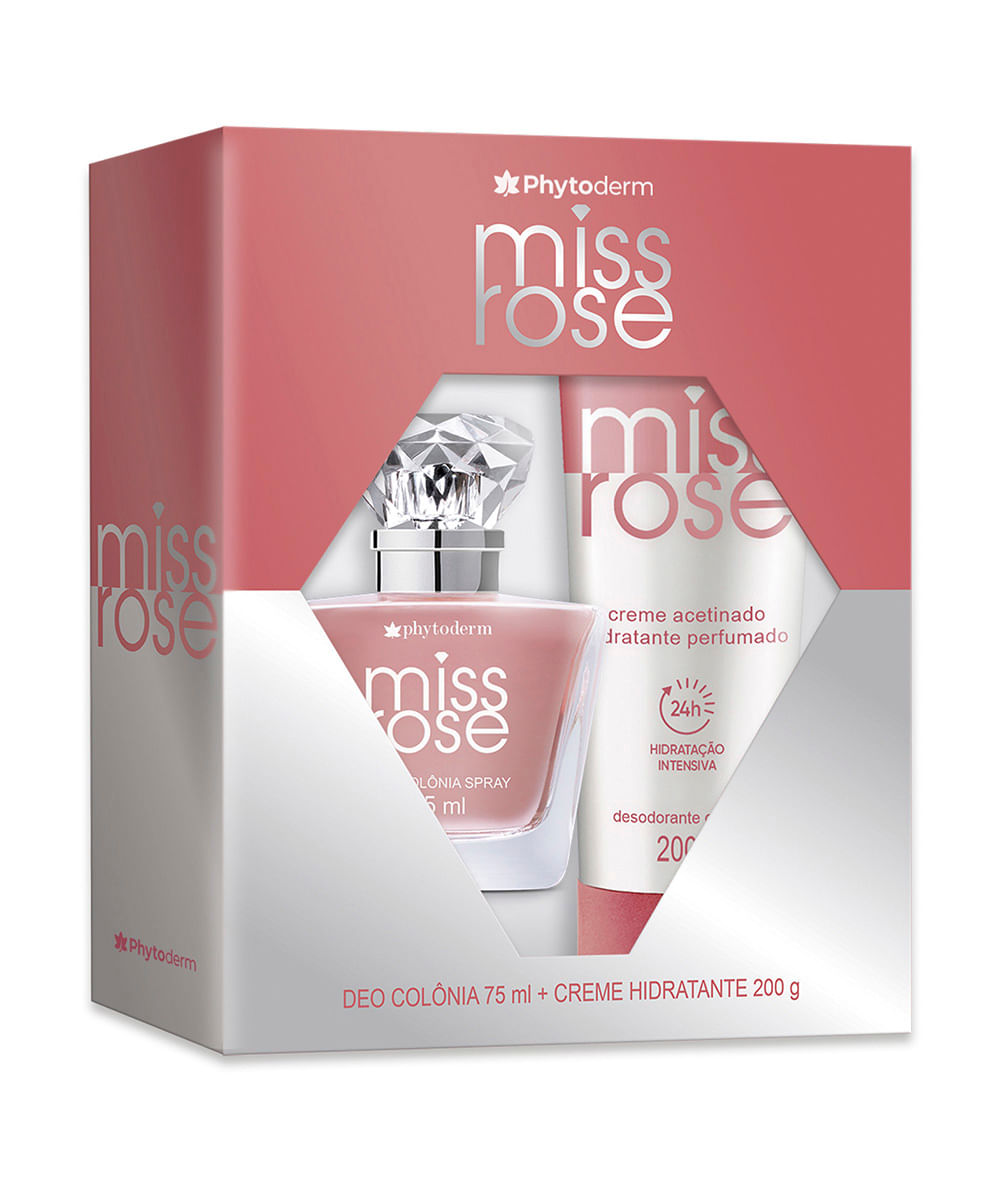 kit presente phytoderm miss rose deo colônia 75ml + creme acetinado 200g único