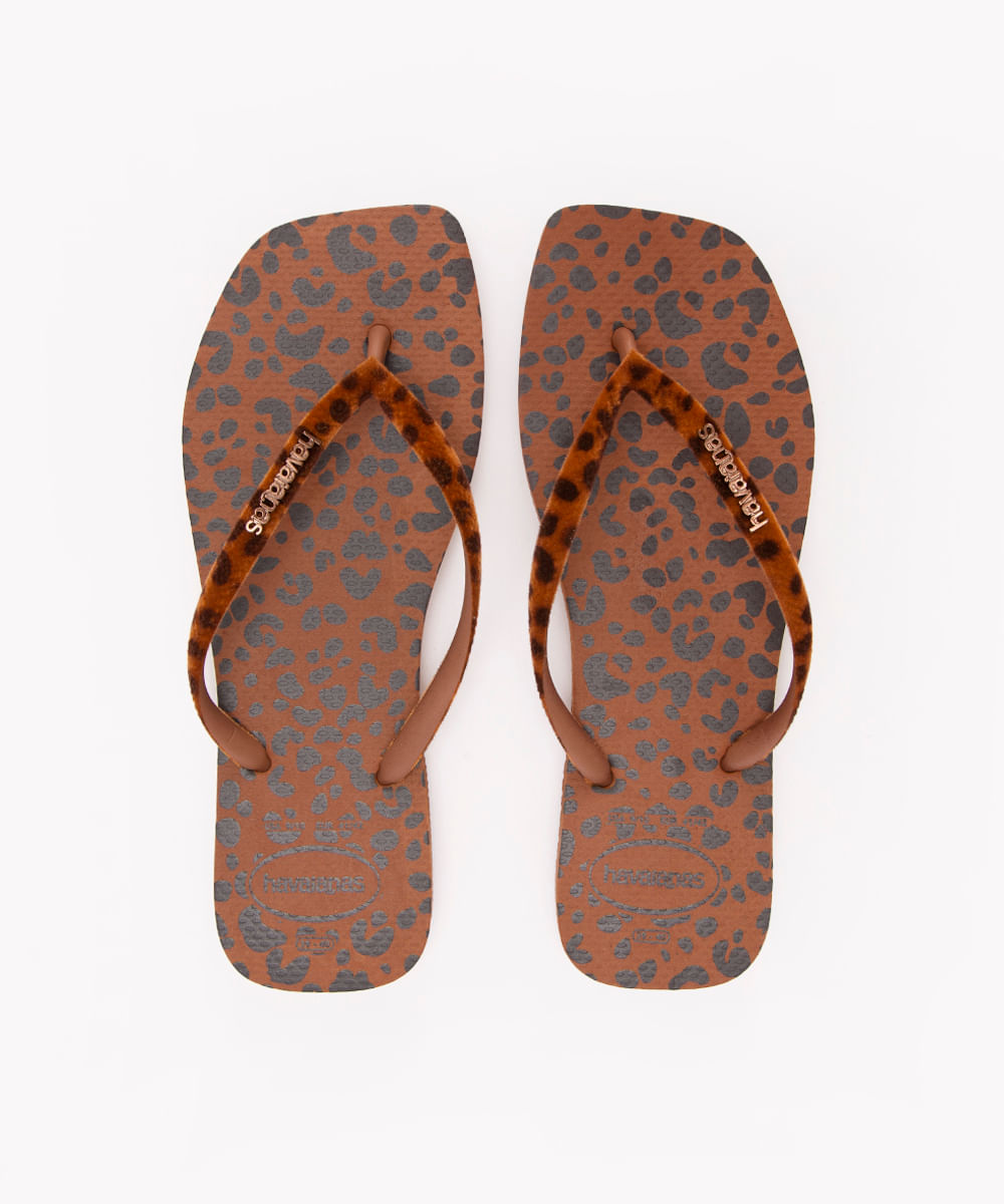 chinelo havaianas slim square velvet marrom