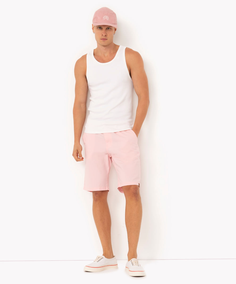 Bermuda Reta de Sarja - rosa claro