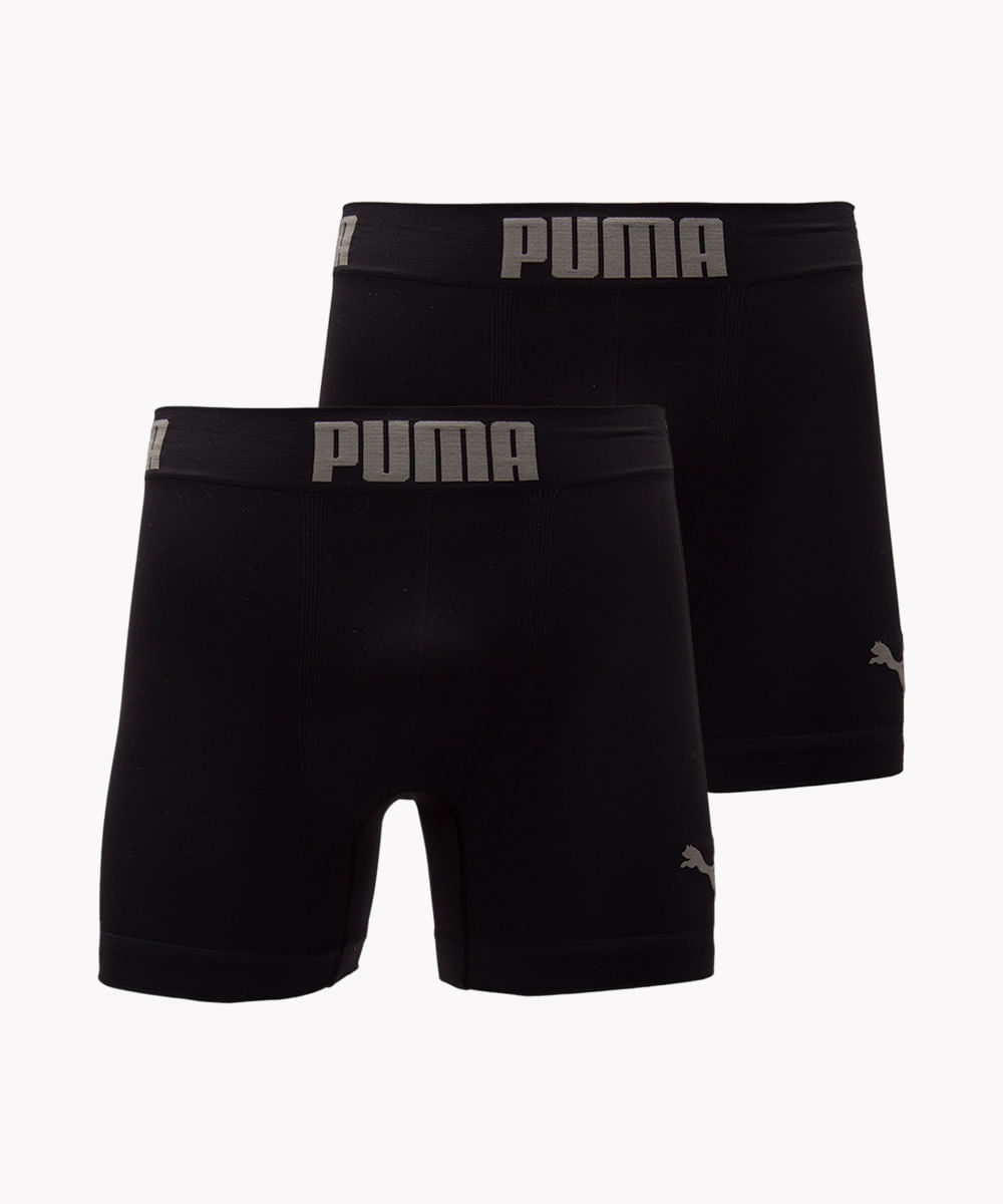 Kit de 2 cuecas boxer de poliamida puma preto