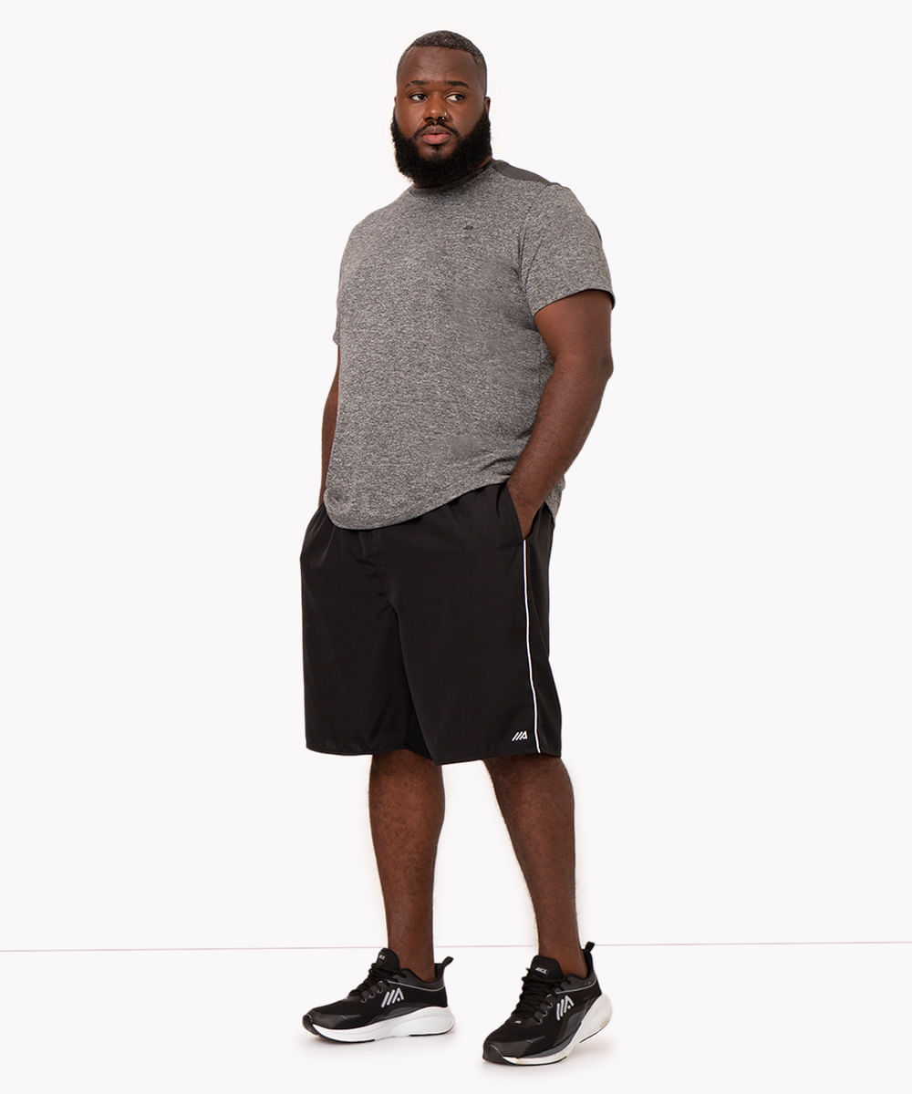 bermuda plus size com elástico esportiva ace preto