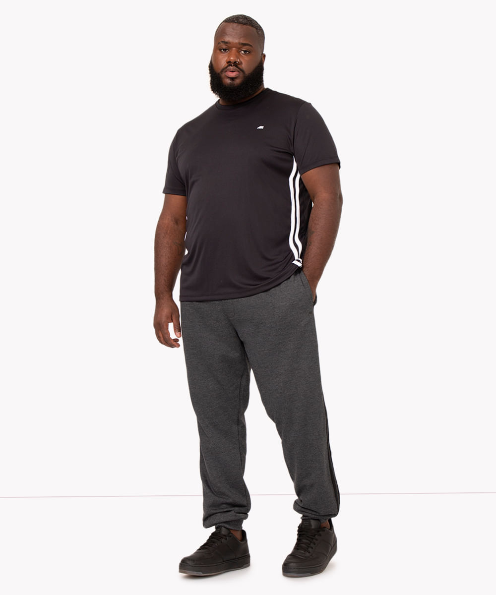 calça de moletom plus size jogger esportiva ace cinza mescla escuro