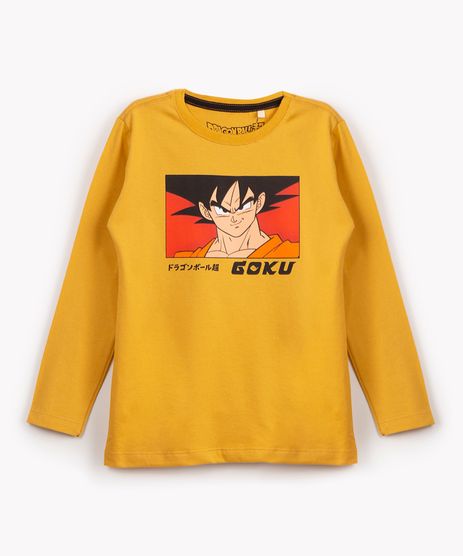 Camiseta Infantil Estampa Dragon Ball Z - Tam 5 a 14 Anos Bege