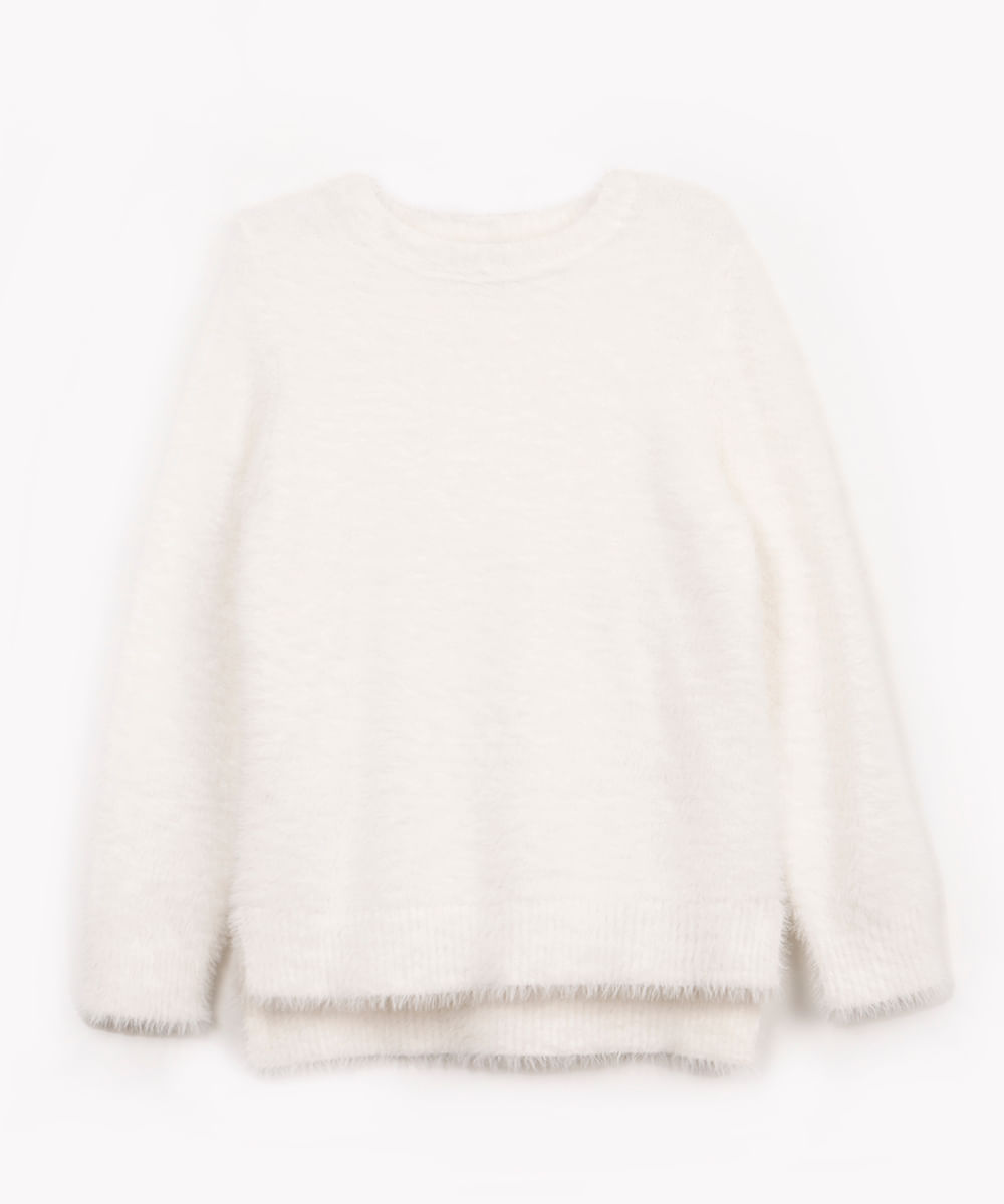 suéter de tricot infantil pelinho off white