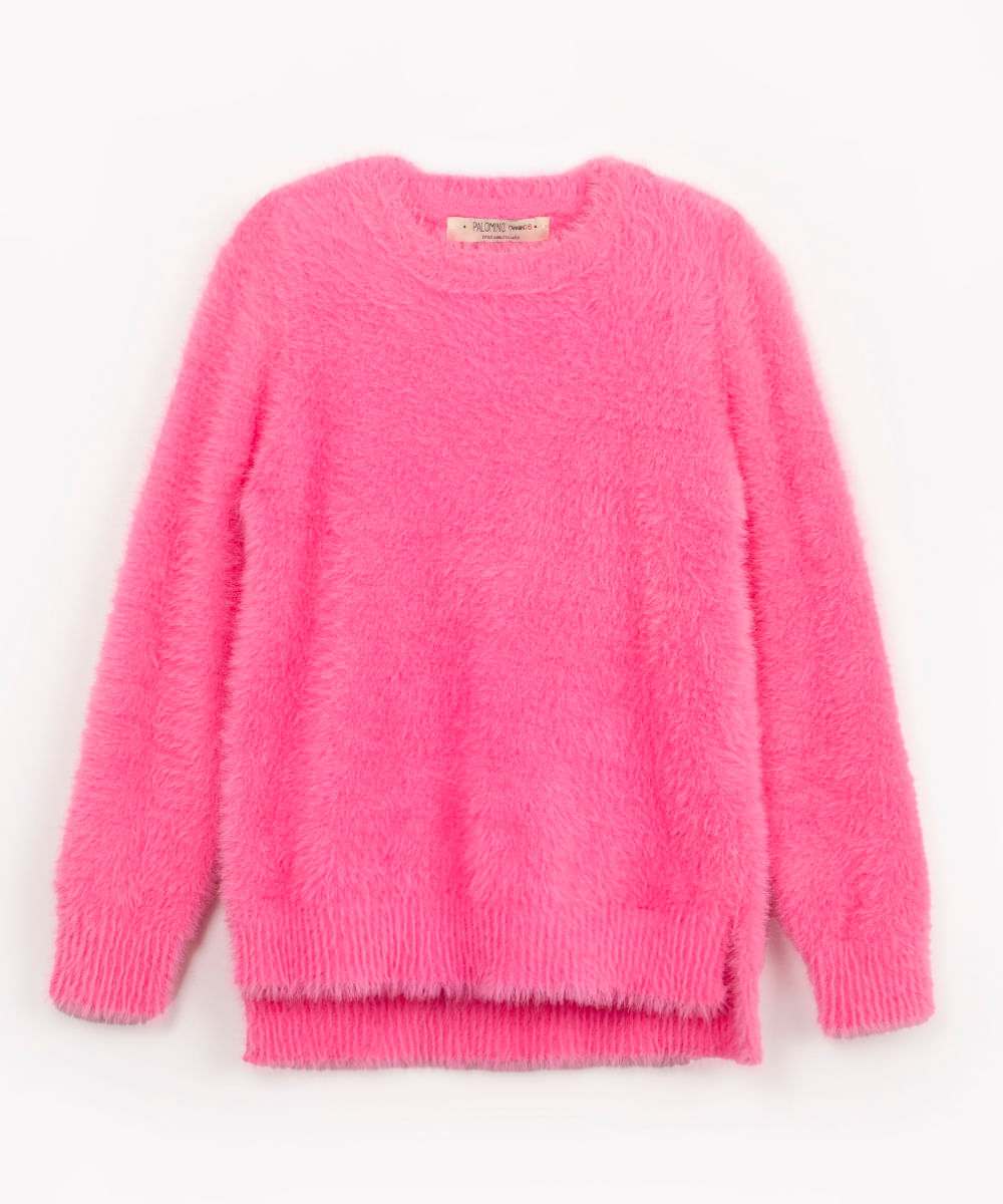 suéter de tricot infantil pelinho pink