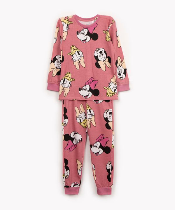 pijama infantil longo de algodão minnie mouse rosa 12