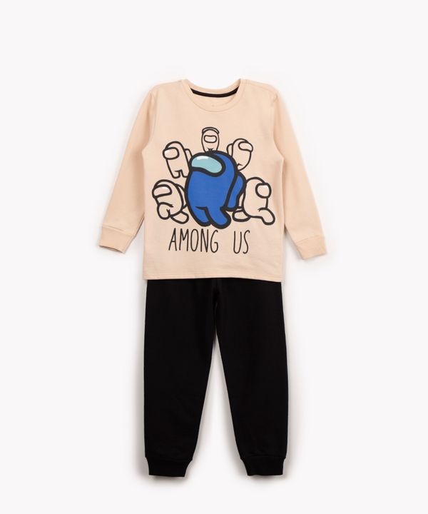 pijama infantil de moletom among us bege 12