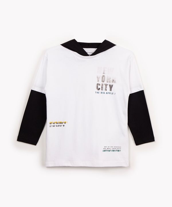 camiseta de algodão infantil com capuz manga longa off white 8