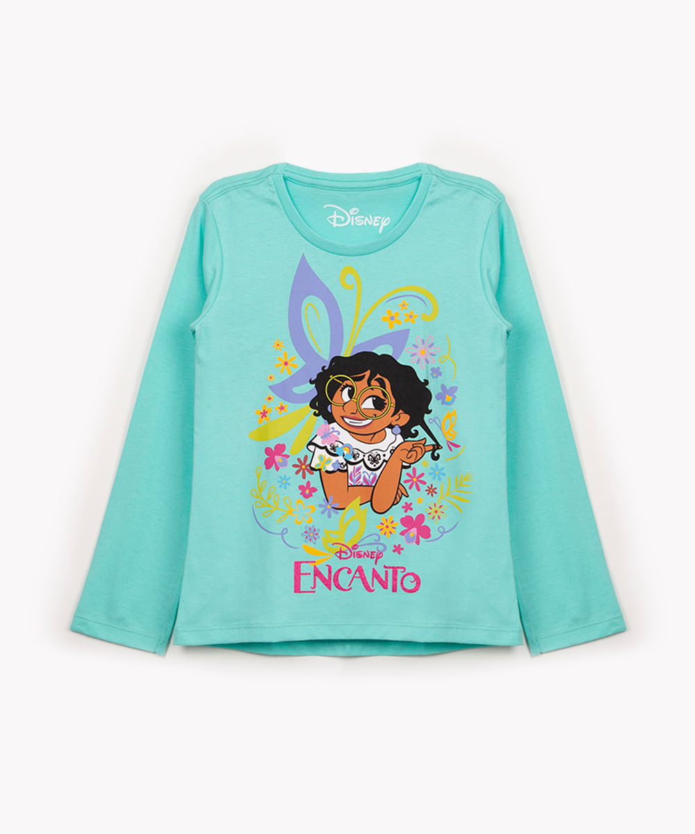 blusa de algodão infantil mirabel encanto manga longa azul