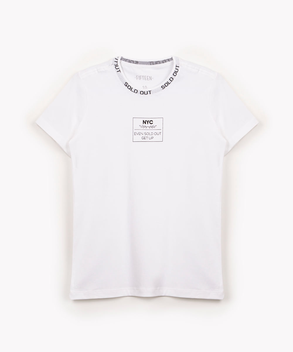 camiseta de algodão infantil nyc manga curta off white