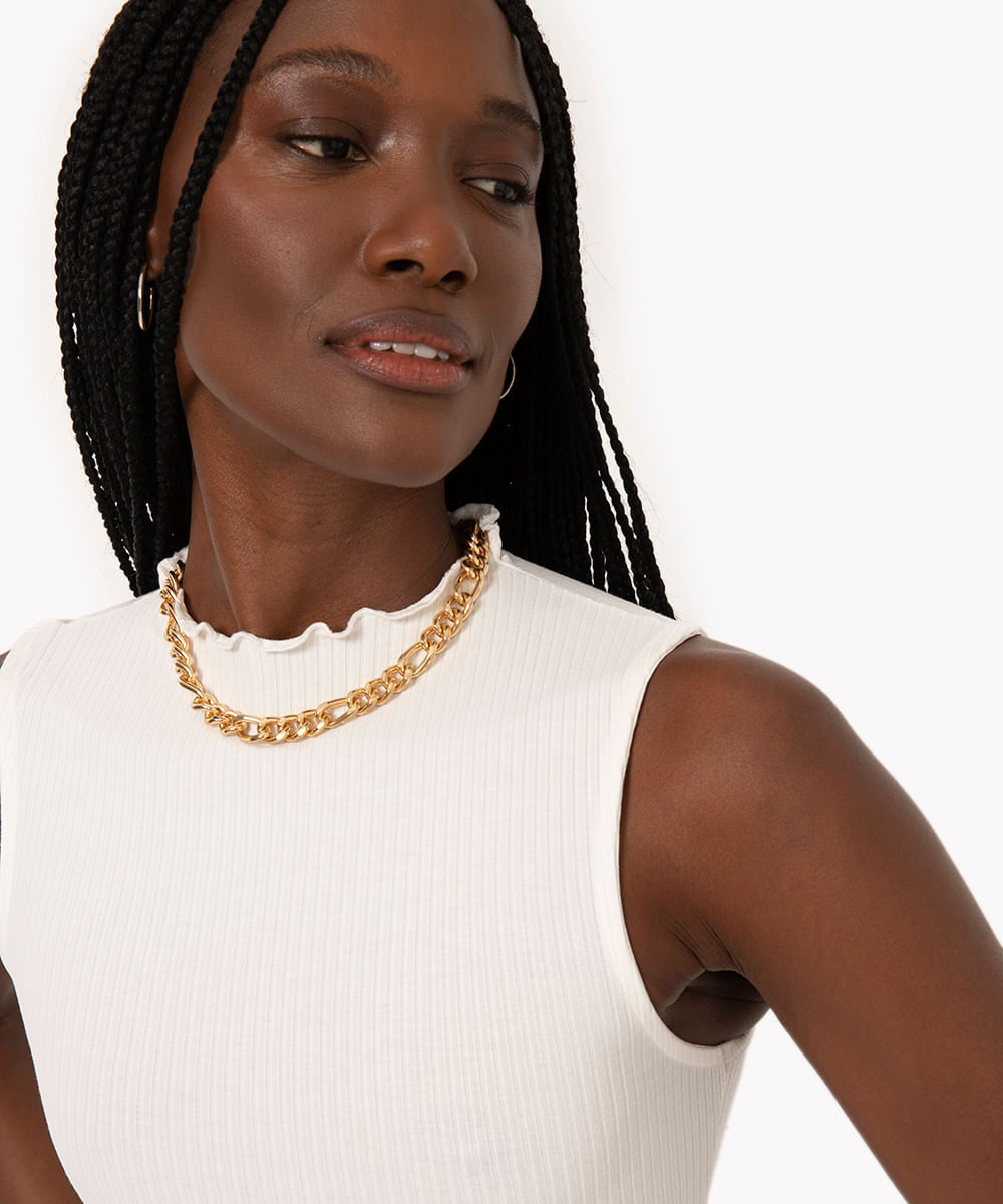 regata de viscose gola alta fru fru off white