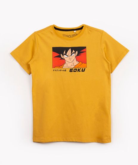 Camiseta Infantil Estampa Dragon Ball Z - Tam 5 a 14 Anos Bege