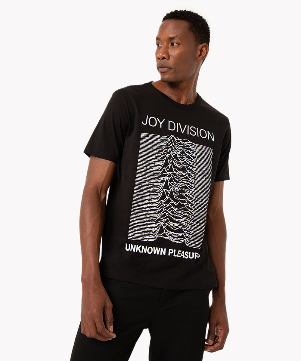 camiseta de algodão manga curta joy division preto