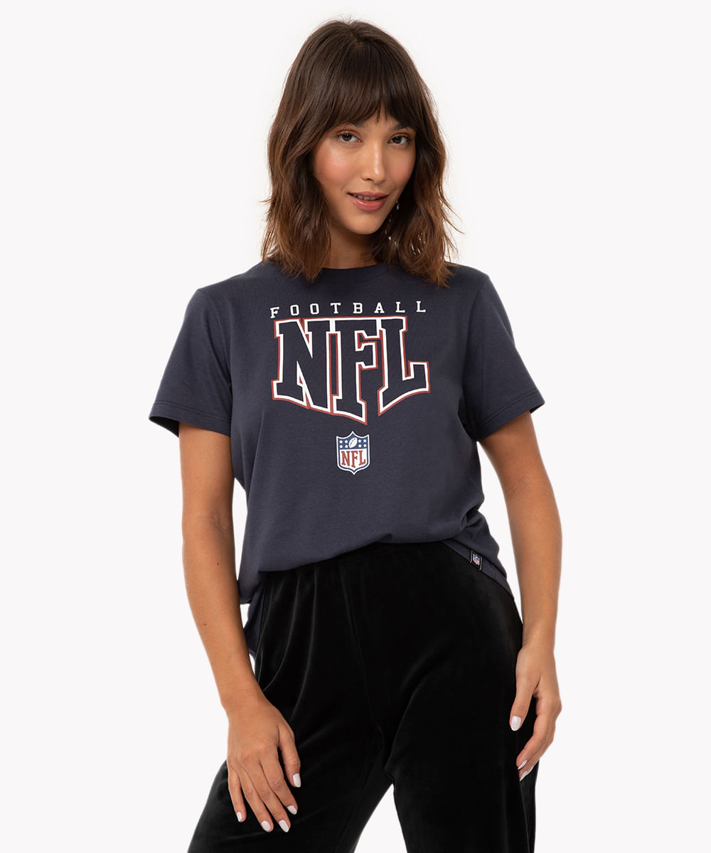 camiseta de algodão manga curta nfl esportiva ace azul marinho