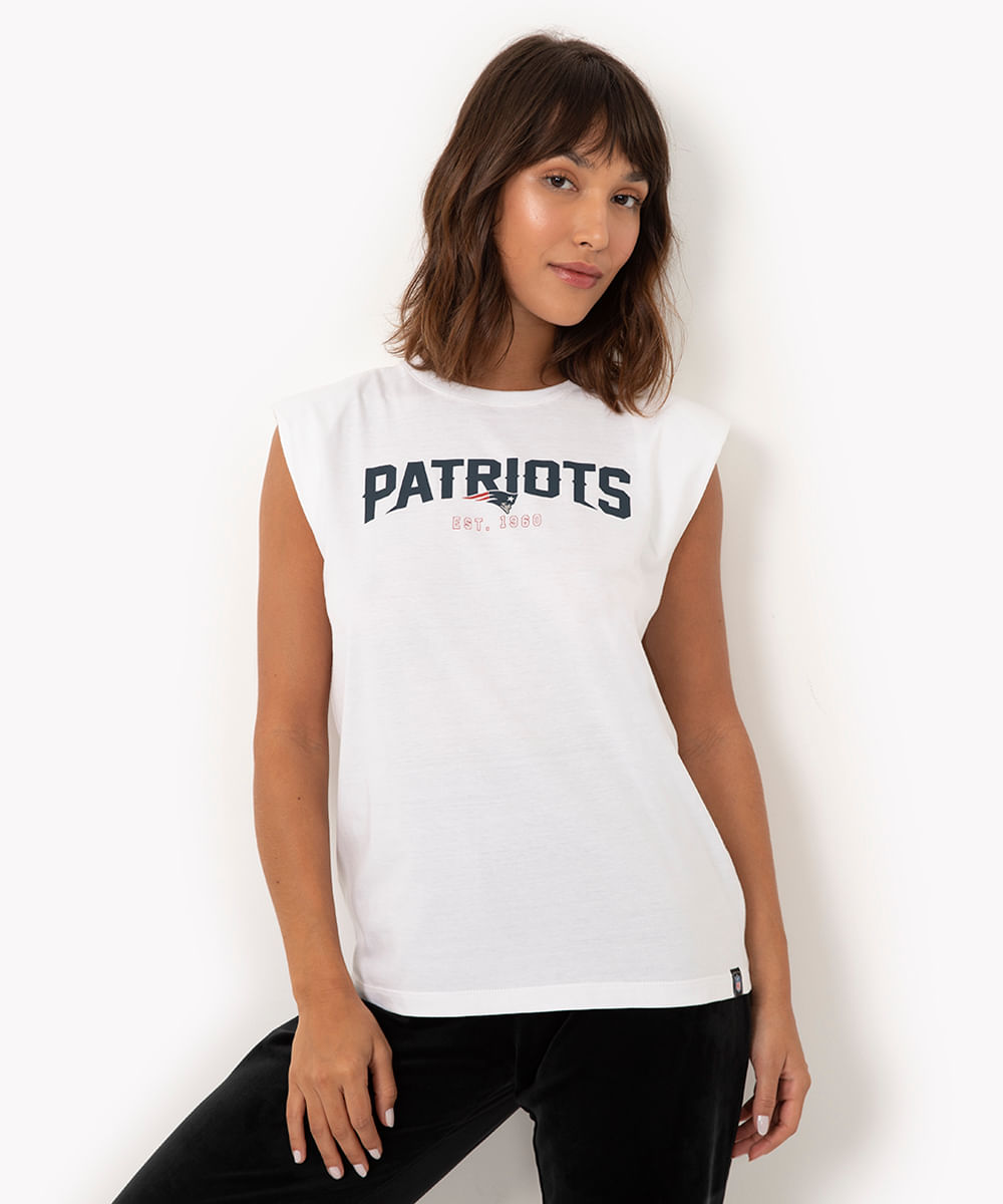 regata de algodão muscle tee patriots com ombreiras esportiva ace off white