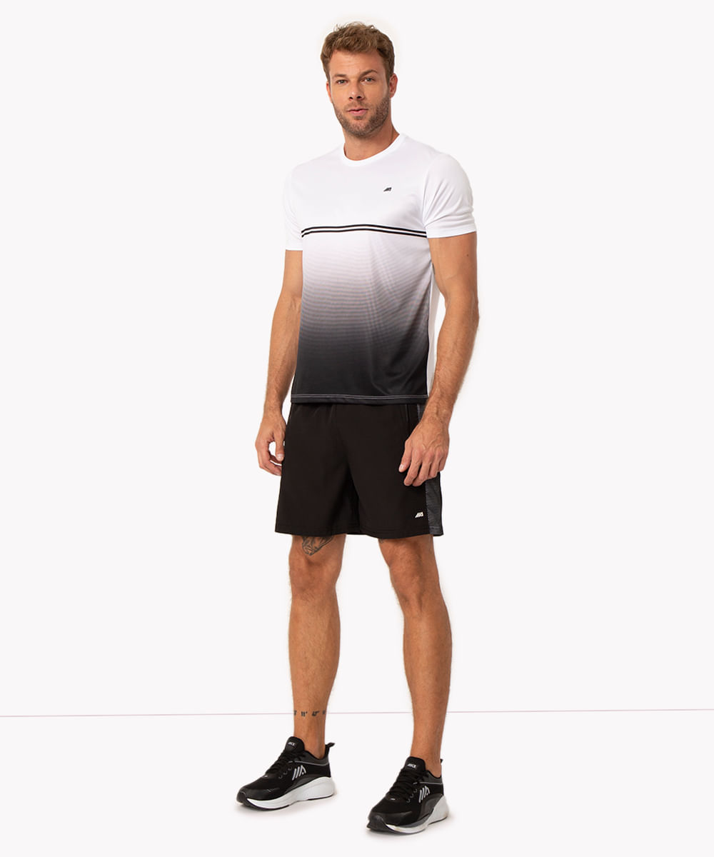 bermuda cós elástico bolso com zíper esportiva ace preto