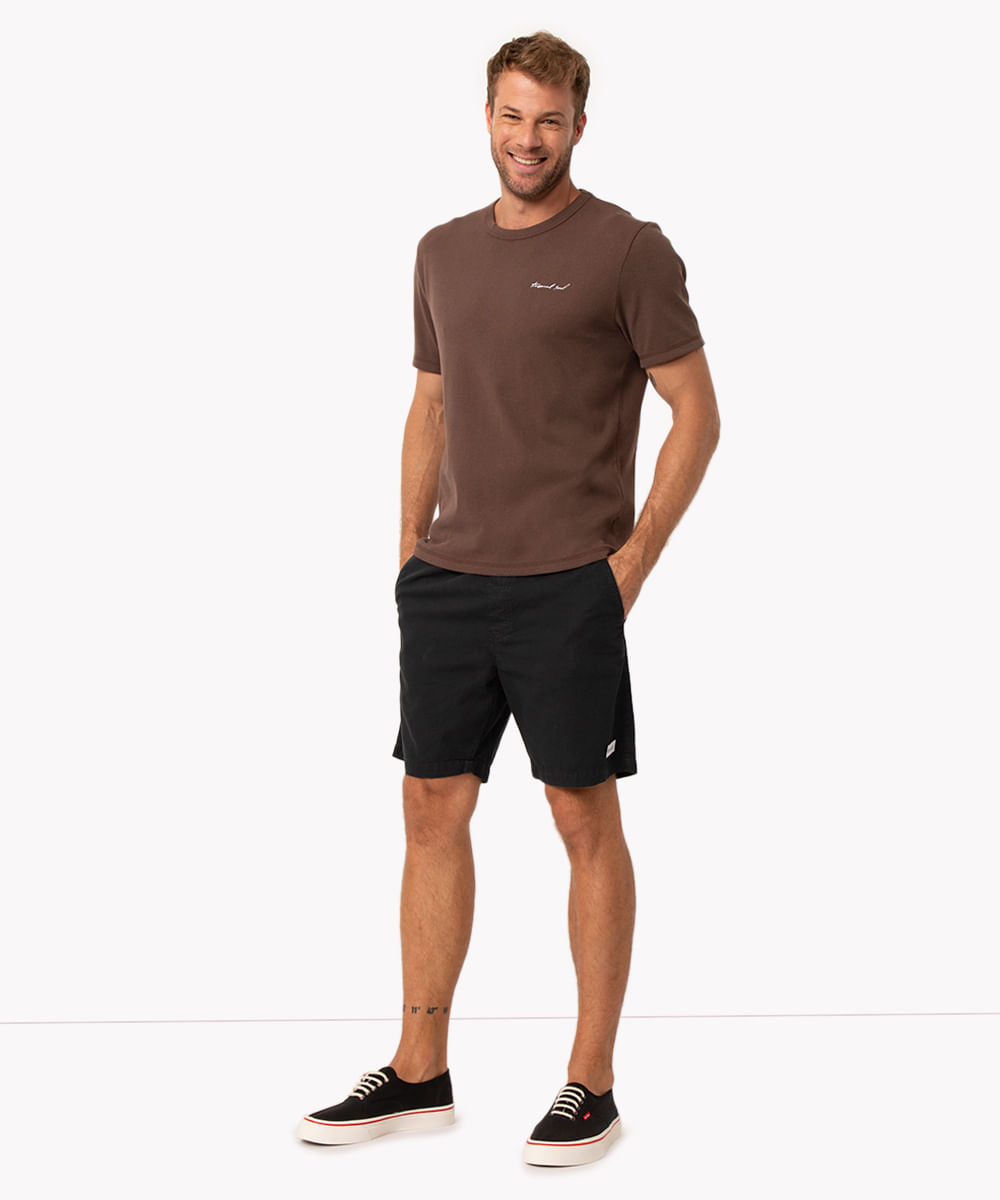 bermuda jogger de sarja com cordão preta