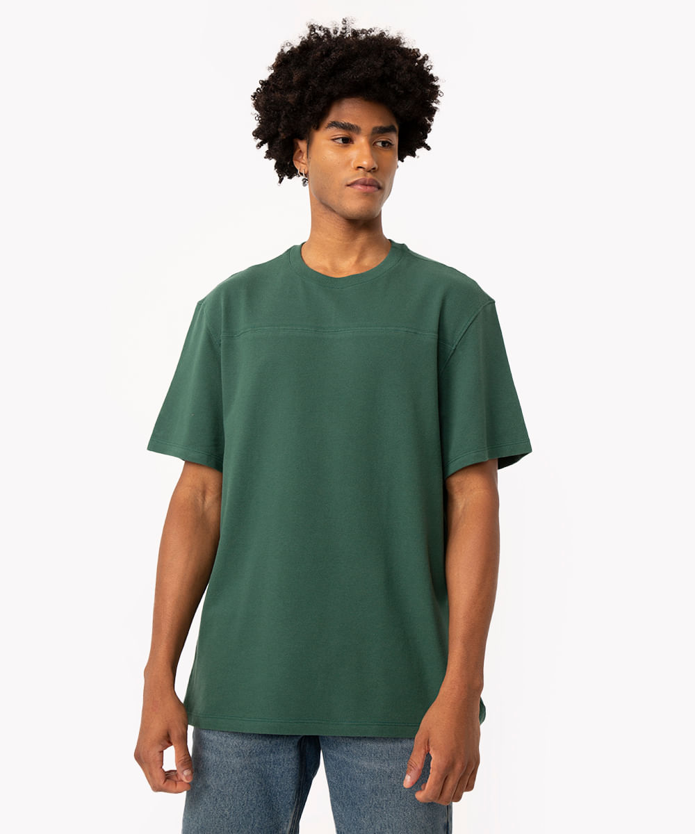 camiseta de piquet manga curta verde escuro