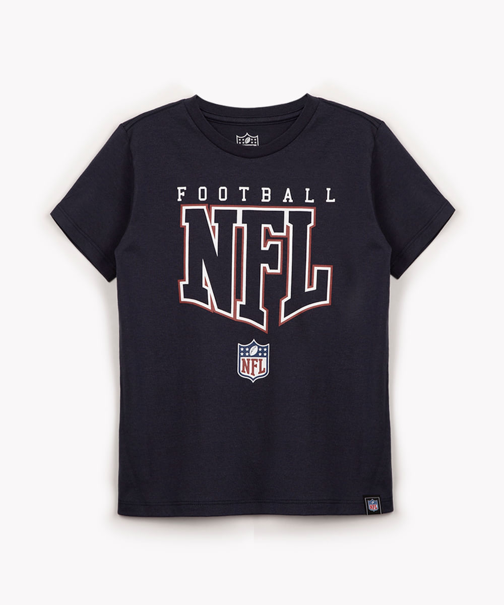 camiseta de algodão infantil nfl manga curta azul marinho