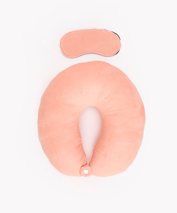 apoio de pescoço com máscara de dormir laranja Único