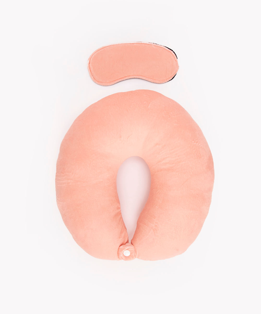 apoio de pescoço com máscara de dormir laranja