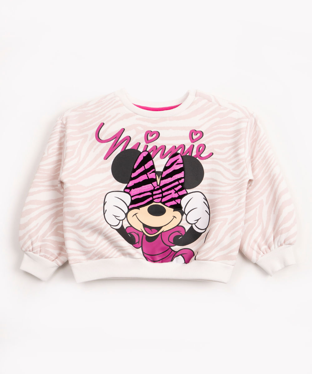 blusão infantil minnie manga longa rosa