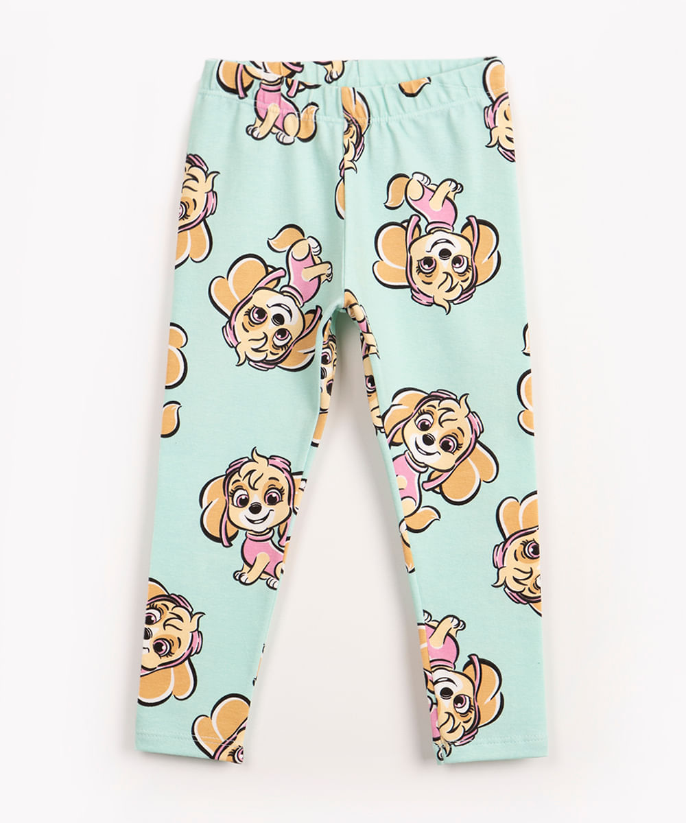 legging infantil patrulha canina skye verde claro