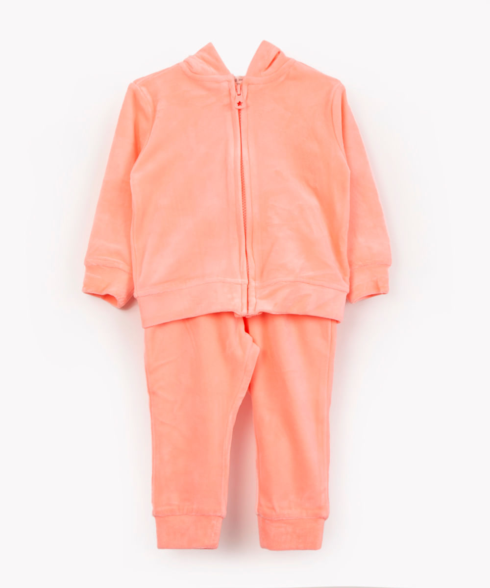 conjunto infantil de plush coral