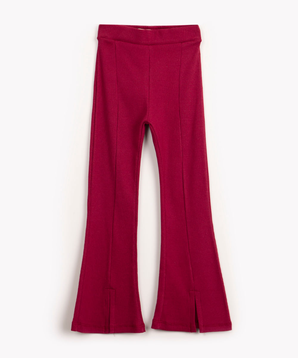 calça flare infantil de algodão vinho