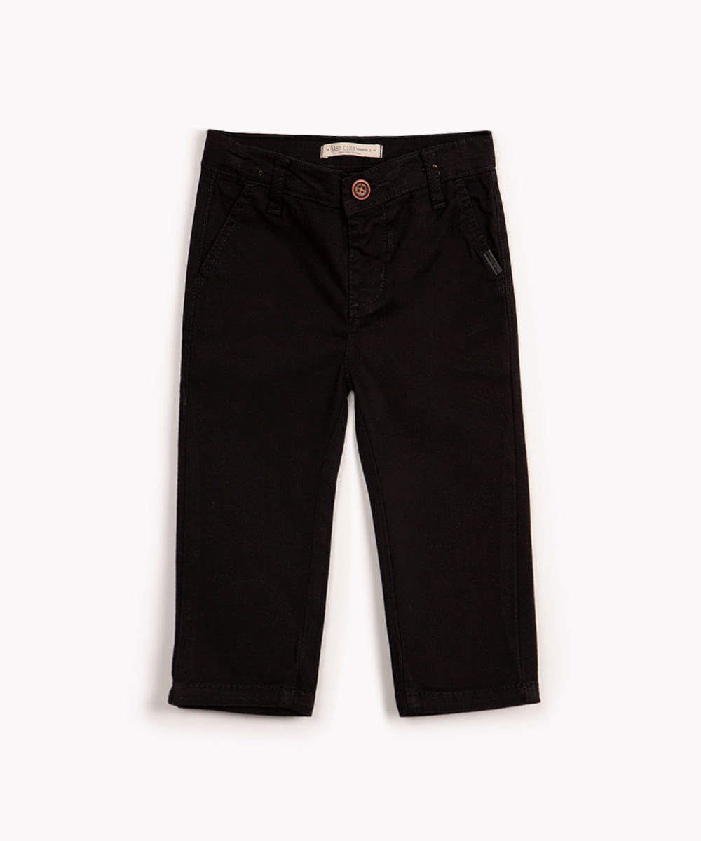 calça de sarja infantil skinny com bolsos preto