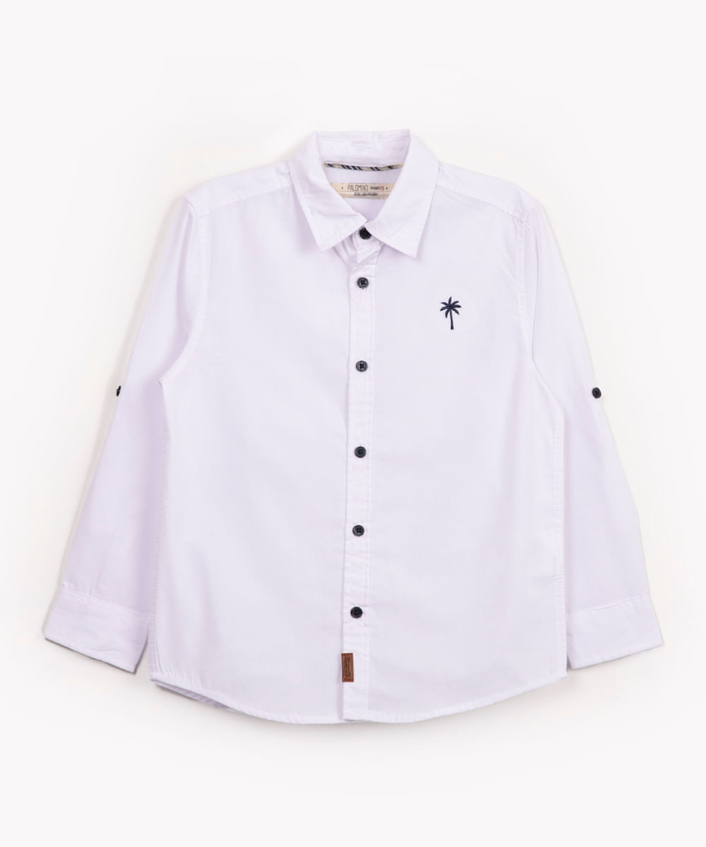 camisa infantil manga longa branco