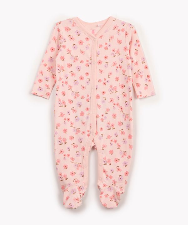 macacão de algodão infantil floral porco espinho manga longa rosa 9-12