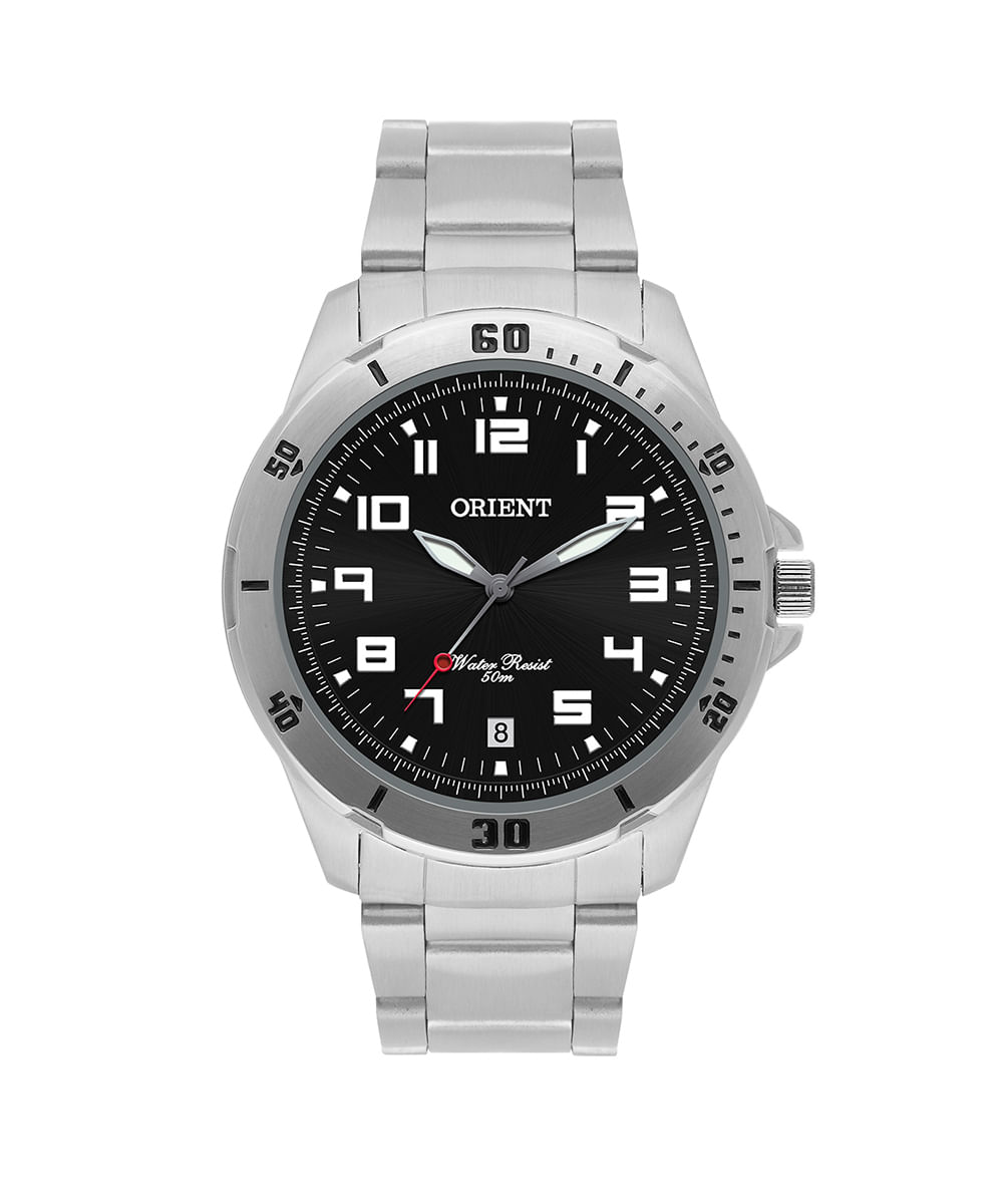 relógio masculino orient analógico calendário mbss1155a p2sx prateado