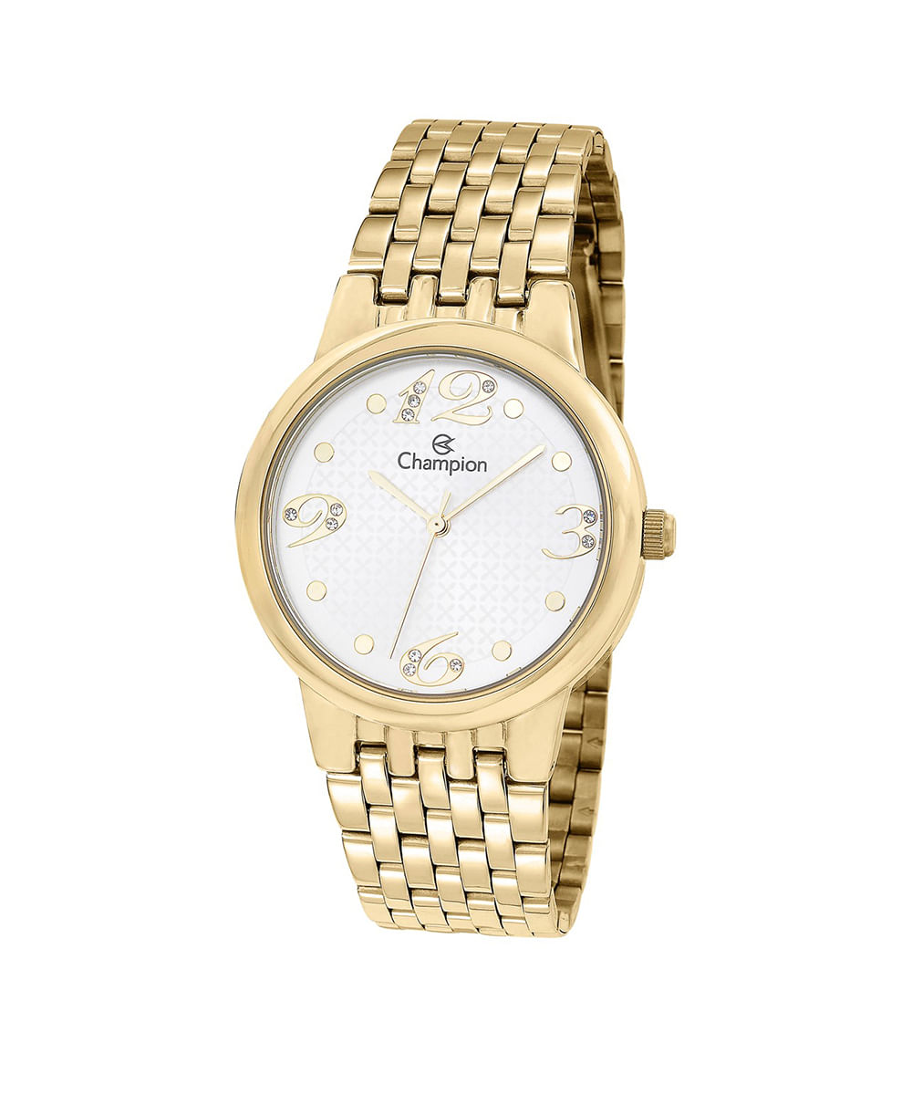 kit relógio analógico Champion CN24155W com brincos e colar DOURADO