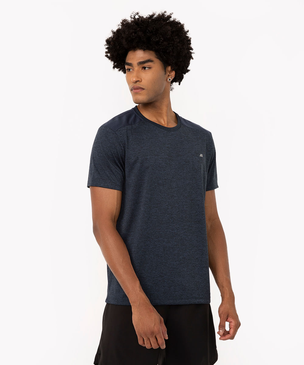 camiseta masculina esportiva ace com recorte - azul escuro
