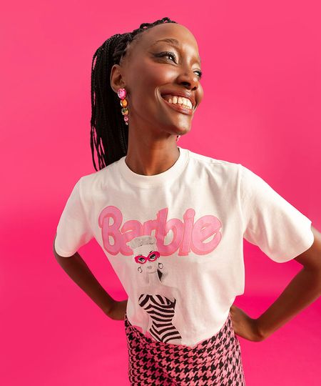 camiseta de algodão manga curta barbie off white PP camiseta de algodão manga curta barbie off white PP