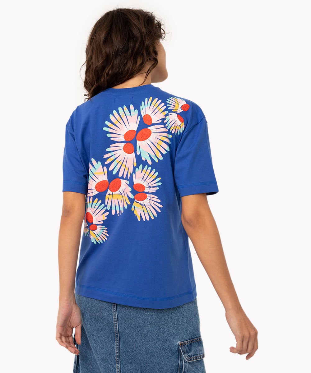 camiseta de algodão colorir as coisas jéssica paiva azul royal