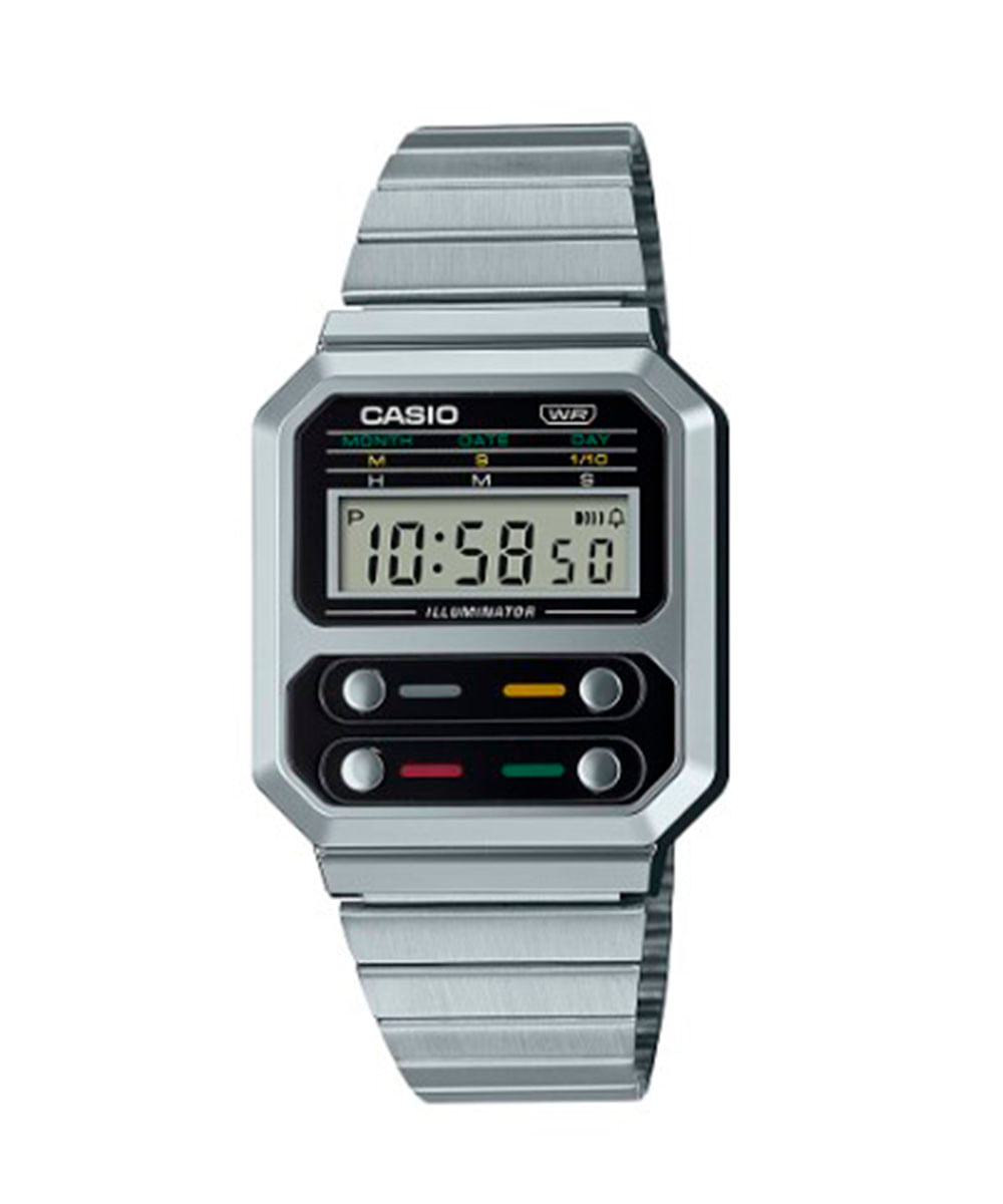 relógio digital casio A100WE-1ADF prata