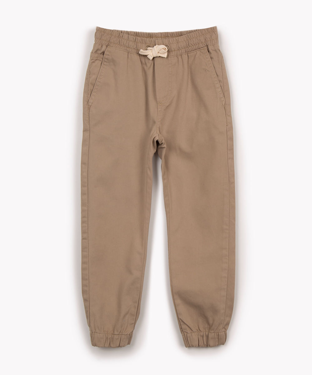 calça infantil jogger de sarja cru